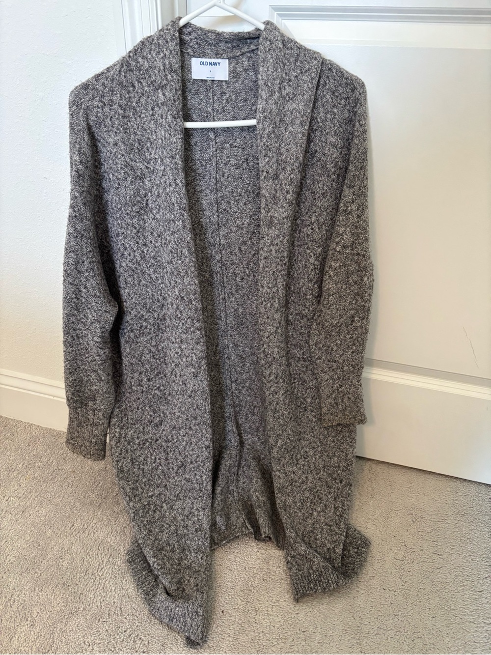 Old Navy Women's Taupe Heather Open-Front Cardigan, Knee Length, Small/Medium
